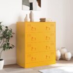 vidaXL Komoda horčicovožltá 67x39x83 cm oceľ – Obrázok 3