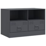 vidaXL TV skrinka antracitová 67x39x44 cm oceľ – Obrázok 2