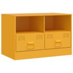 vidaXL TV skrinka horčicovo-žltá 67x39x44 cm oceľ – Obrázok 2