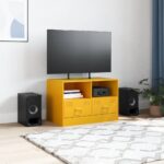 vidaXL TV skrinka horčicovo-žltá 67x39x44 cm oceľ – Obrázok 3