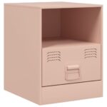 vidaXL Nočný stolík ružový 34,5x39x44 cm oceľ – Obrázok 2
