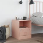 vidaXL Nočný stolík ružový 34,5x39x44 cm oceľ – Obrázok 3