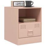 vidaXL Nočný stolík ružový 34,5x39x44 cm oceľ – Obrázok 4