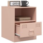vidaXL Nočný stolík ružový 34,5x39x44 cm oceľ – Obrázok 5