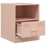 vidaXL Nočný stolík ružový 34,5x39x44 cm oceľ – Obrázok 7