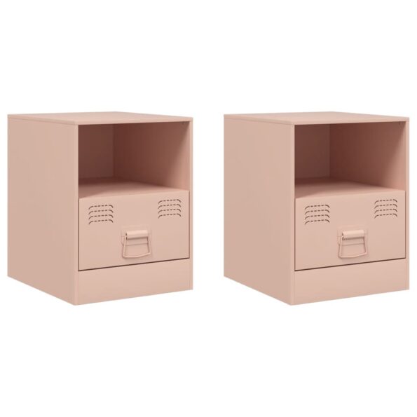 vidaXL Nočné stolíky 2 ks ružové 34,5x39x44 cm oceľ – Obrázok 2