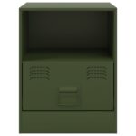 vidaXL Nočné stolíky 2 ks olivovozelené 34,5x39x44 cm oceľ – Obrázok 5