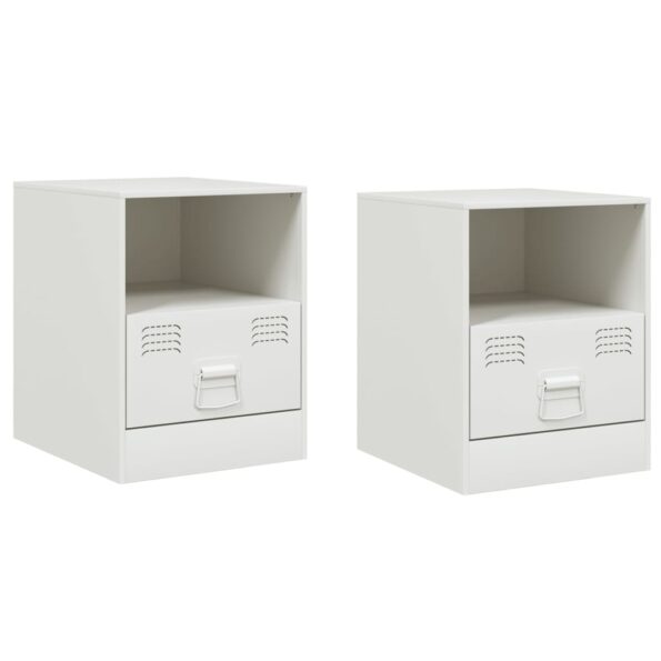 vidaXL Nočné stolíky 2 ks biele 34,5x39x44 cm oceľ – Obrázok 2