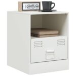 vidaXL Nočné stolíky 2 ks biele 34,5x39x44 cm oceľ – Obrázok 3
