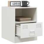 vidaXL Nočné stolíky 2 ks biele 34,5x39x44 cm oceľ – Obrázok 4