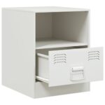 vidaXL Nočné stolíky 2 ks biele 34,5x39x44 cm oceľ – Obrázok 7