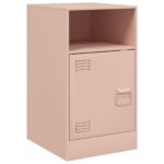 vidaXL Nočný stolík ružový 34,5x39x62 cm oceľ – Obrázok 2