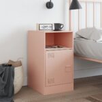 vidaXL Nočný stolík ružový 34,5x39x62 cm oceľ – Obrázok 3