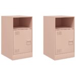 vidaXL Nočné stolíky 2 ks ružové 34,5x39x62 cm oceľ – Obrázok 2