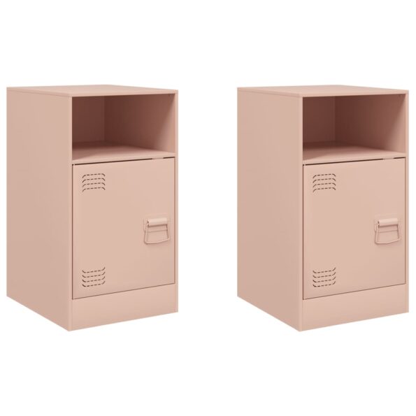 vidaXL Nočné stolíky 2 ks ružové 34,5x39x62 cm oceľ – Obrázok 2