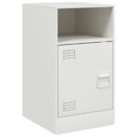 vidaXL Nočný stolík biely 34,5x39x62 cm oceľ – Obrázok 2