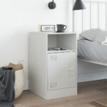 vidaXL Nočný stolík biely 34,5x39x62 cm oceľ – Obrázok 3