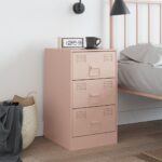 vidaXL Nočný stolík ružový 34,5x39x62 cm oceľ – Obrázok 3