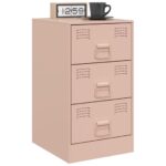 vidaXL Nočný stolík ružový 34,5x39x62 cm oceľ – Obrázok 4