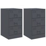 vidaXL Nočné stolíky 2 ks antracitové 34,5x39x62 cm oceľ – Obrázok 2