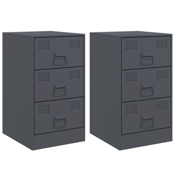 vidaXL Nočné stolíky 2 ks antracitové 34,5x39x62 cm oceľ – Obrázok 2