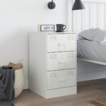 vidaXL Nočný stolík biely 34,5x39x62 cm oceľ – Obrázok 3