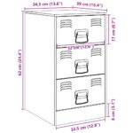 vidaXL Nočný stolík biely 34,5x39x62 cm oceľ – Obrázok 12