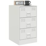 vidaXL Nočný stolík biely 34,5x39x62 cm oceľ – Obrázok 4