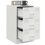 vidaXL Nočný stolík biely 34,5x39x62 cm oceľ – Obrázok 5