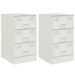 vidaXL Nočné stolíky 2 ks biele 34,5x39x62 cm oceľ – Obrázok 2