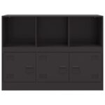 vidaXL Komoda čierna 99x39x73 cm oceľ – Obrázok 6