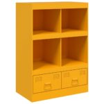 vidaXL Vysoká skrinka horčicovo-žltá 67x39x95 cm oceľ – Obrázok 2