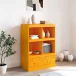 vidaXL Vysoká skrinka horčicovo-žltá 67x39x95 cm oceľ – Obrázok 3