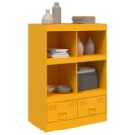 vidaXL Vysoká skrinka horčicovo-žltá 67x39x95 cm oceľ – Obrázok 4