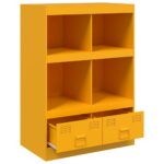 vidaXL Vysoká skrinka horčicovo-žltá 67x39x95 cm oceľ – Obrázok 7