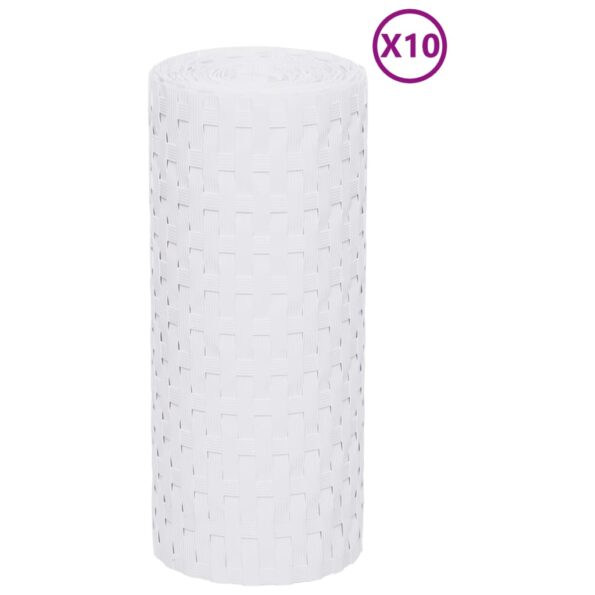 vidaXL Balkónové zásteny 10 ks biele 255x19 cm polyratan – Obrázok 2