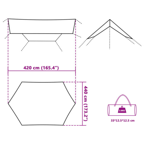 vidaXL Kempingová plachta modrá 420x440 cm vodotesná – Obrázok 9