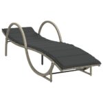 vidaXL Záhradné ležadlo s vankúšom svetlosivé 60x199x42 cm polyratan – Obrázok 2