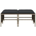 vidaXL Záhradné taburetky s vankúšmi 4 ks svetlosivé polyratan – Obrázok 4