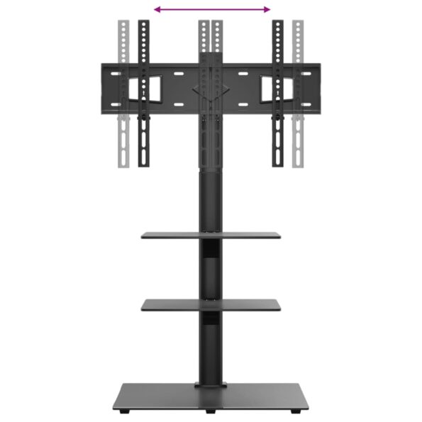 vidaXL Rohový TV stojan 3-vrstvový pre 32-65 palcov čierny – Obrázok 7