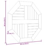 vidaXL Stolová doska 60x60x2,5 cm osemuholník masívne teakové drevo – Obrázok 6