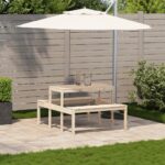vidaXL Piknikový stôl 110x134x75 cm borovicový masív – Obrázok 3