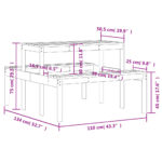vidaXL Piknikový stôl 110x134x75 cm borovicový masív – Obrázok 9