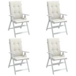 vidaXL Vankúše na stoličky 4 ks krémová melanž 120x50x4 cm látka