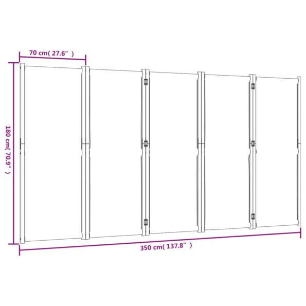 vidaXL 5-panelový paraván tmavomodrý 350x180 cm – Obrázok 8