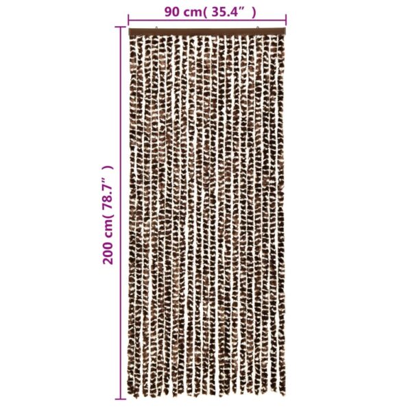 vidaXL Záves proti muchám hnedo-biely 90x200 cm ženilka – Obrázok 6