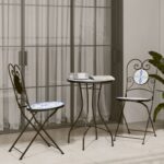 vidaXL Bistro stoličky, skladacie 2 ks, modro biele, keramika – Obrázok 3
