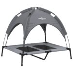 vidaXL Pelech pre psov so strieškou antracitový oxfordská látka a oceľ – Obrázok 2