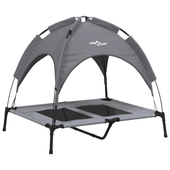 vidaXL Pelech pre psov so strieškou antracitový oxfordská látka a oceľ – Obrázok 2