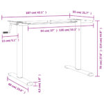 vidaXL Rám stola na státie biely (94-135)x60x(70-114) cm oceľ – Obrázok 11